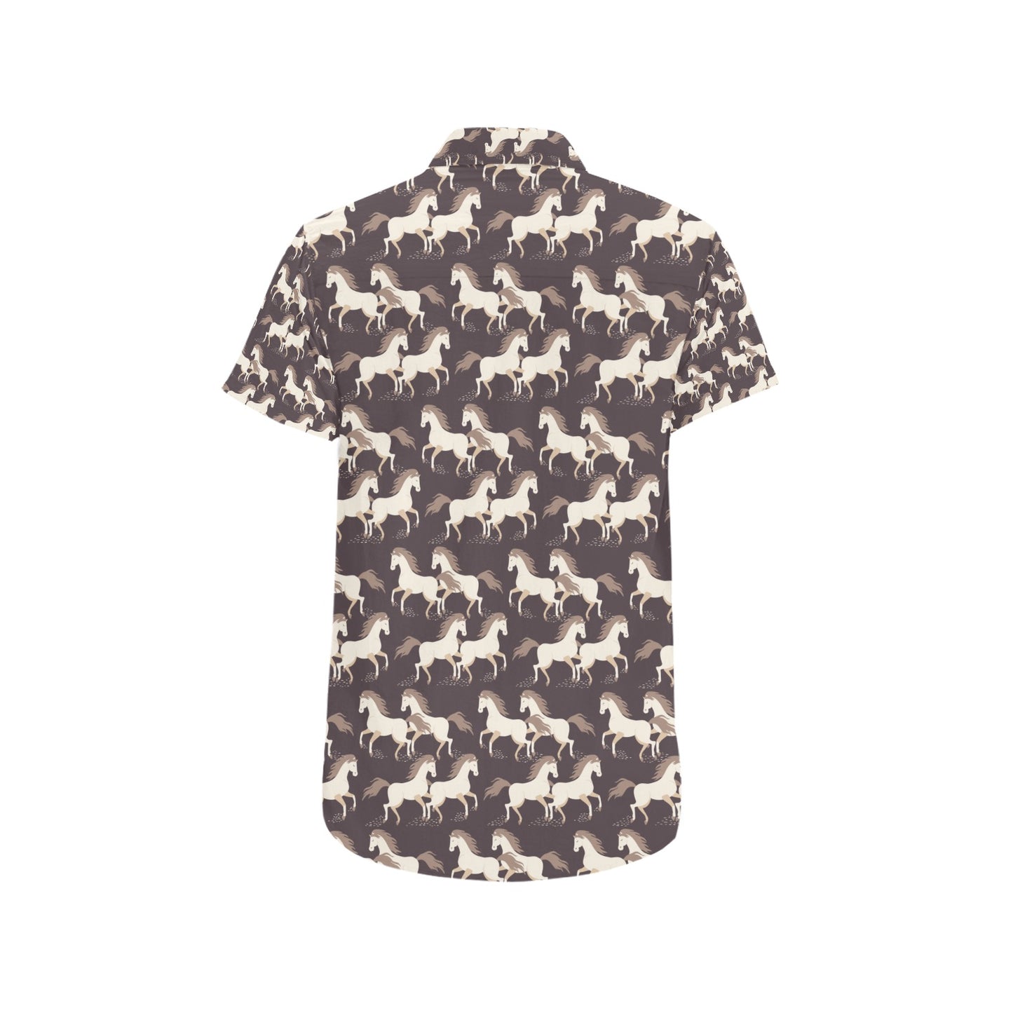 Horse Print Design LKS304 Men Short Sleeve Button Up Shirt