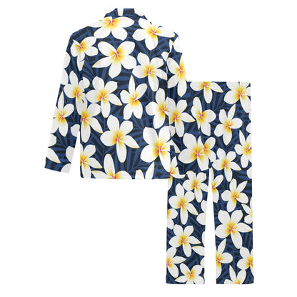 Plumeria Pattern Print Design PM026 Men's Long Pajama Set