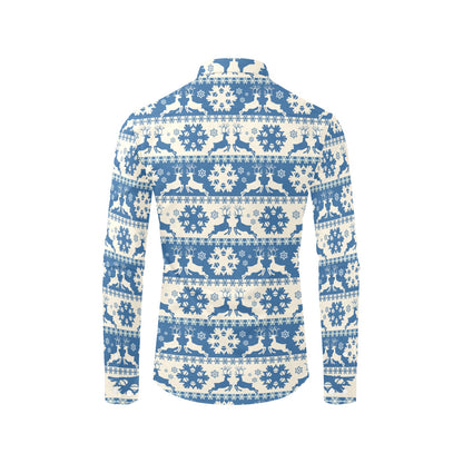Reindeer Print Design LKS401 Men's Long Sleeve Dress Shirt