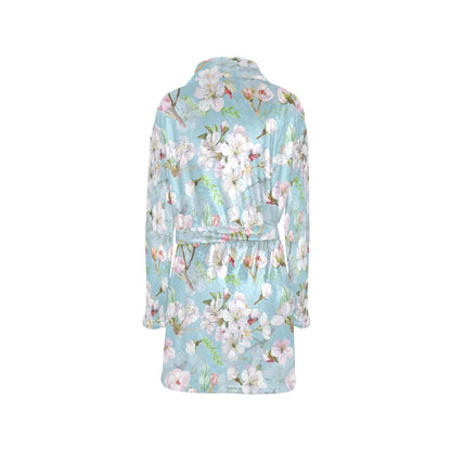 Apple blossom Pattern Print Design AB06 Women's Fleece Robe