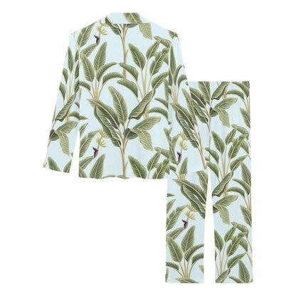 Banana Leaf Pattern Print Design BL03 Women's Long Pajama Set
