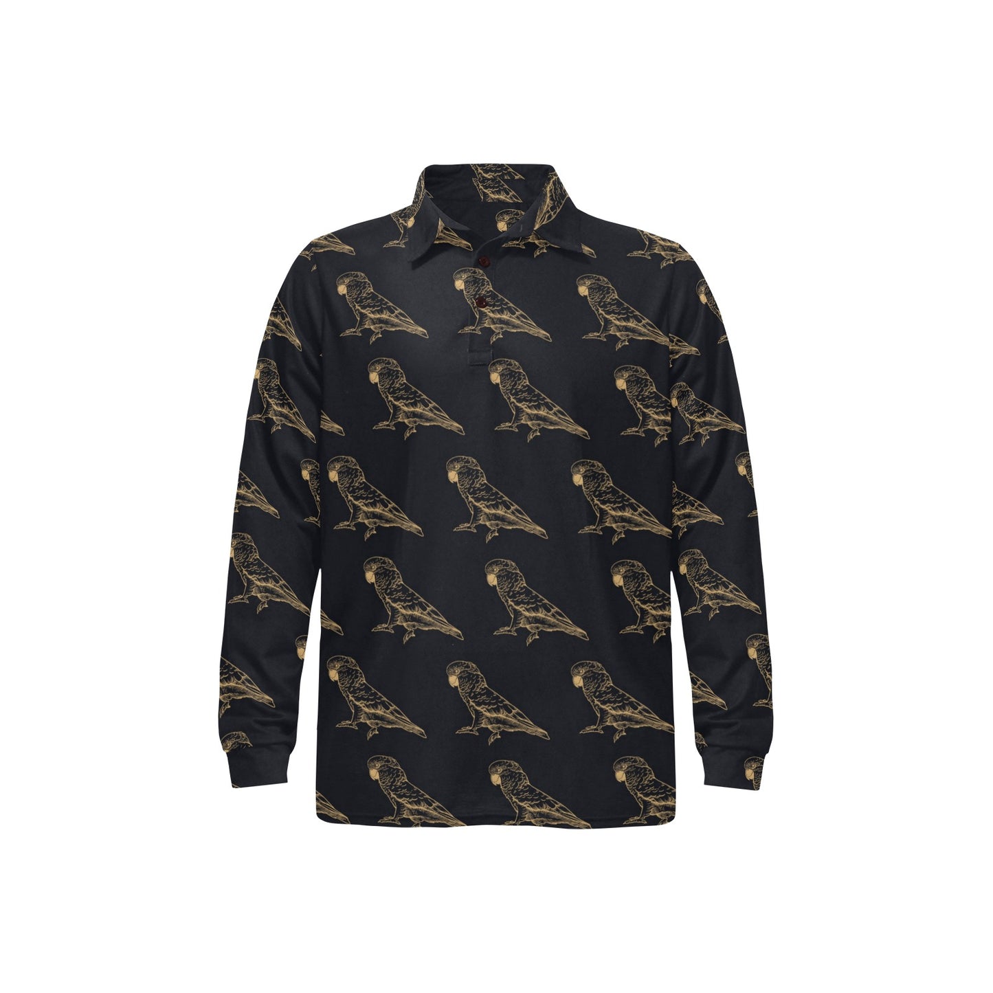 Parakeet Pattern Print Design A04 Long Sleeve Polo Shirt For Men's