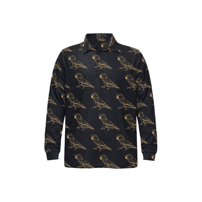 Parakeet Pattern Print Design A04 Long Sleeve Polo Shirt For Men's