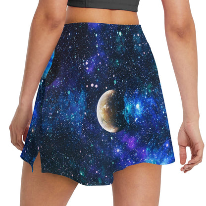 Galaxy Stardust Planet Space Print 17" Golf & Pickleball Skort with Pockets