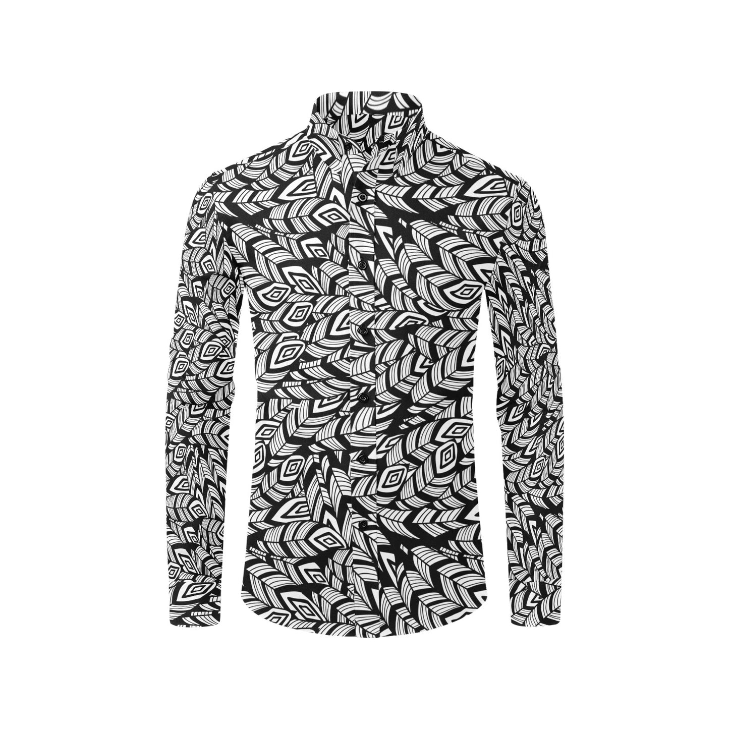 Tribal Pattern Print Design LKS302 Men's Long Sleeve Dress Shirt
