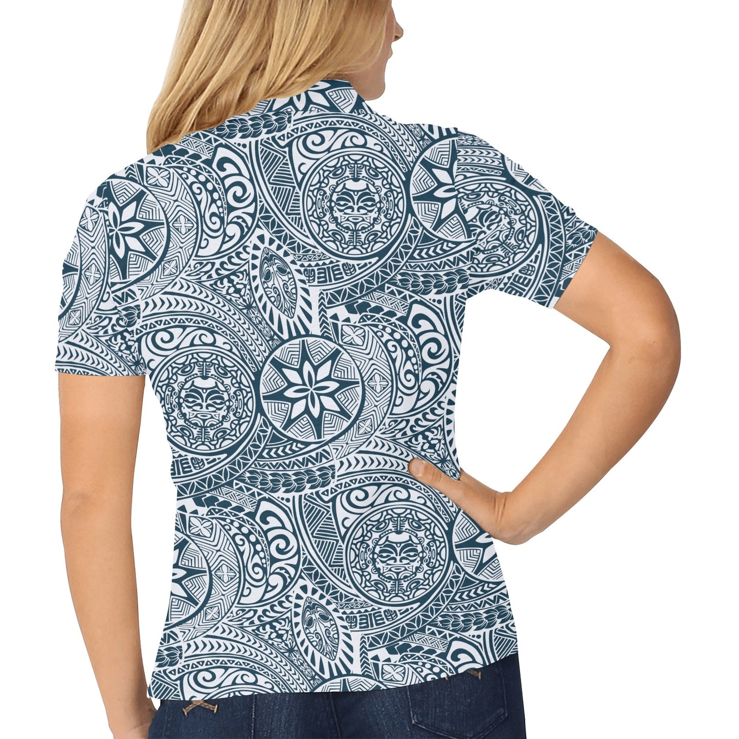 Polynesian Pattern Print Design A03 Women's Polo Shirt