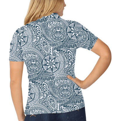 Polynesian Pattern Print Design A03 Women's Polo Shirt