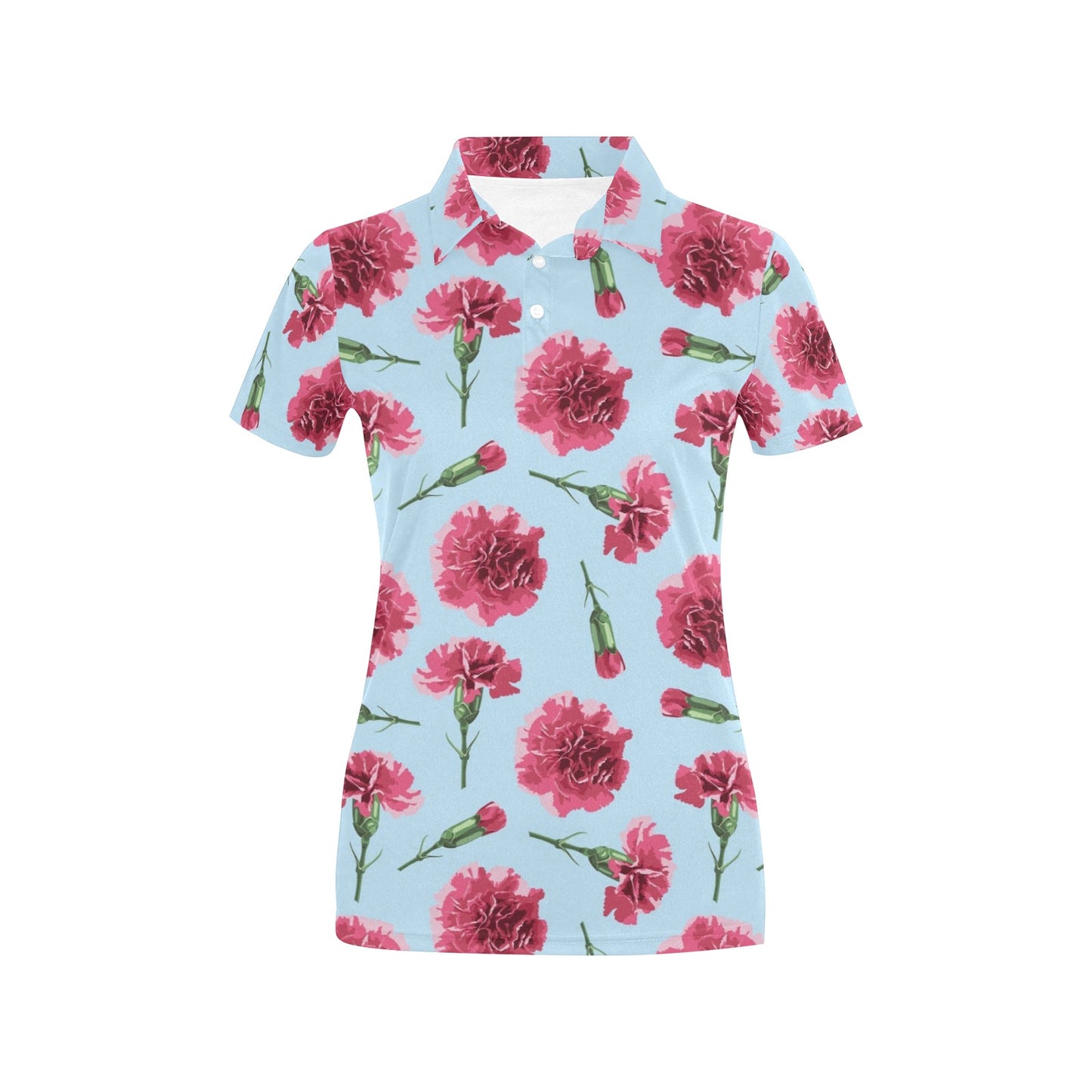 Carnations Pattern Print Design CN01 Women's Polo Shirt