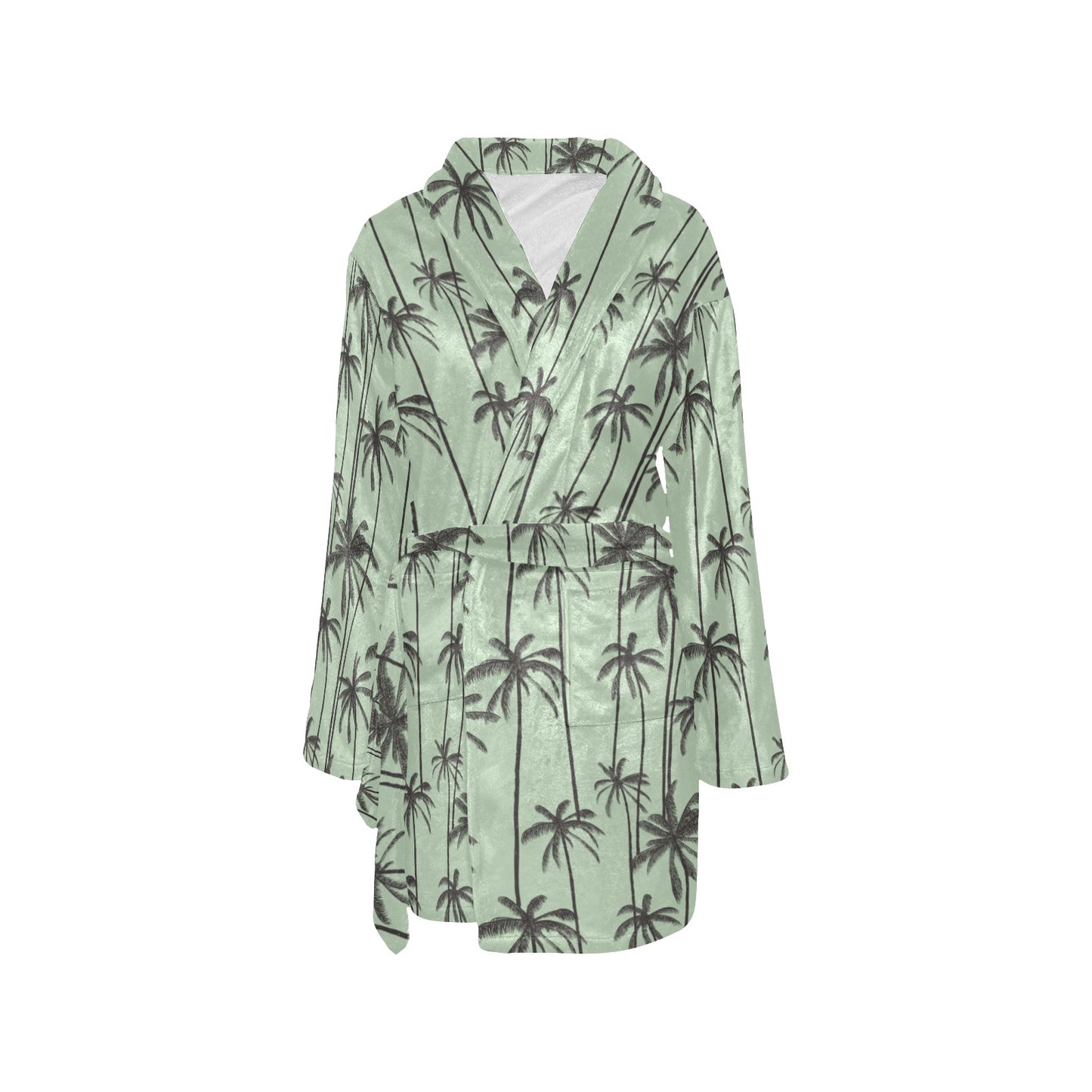 Palm Tree Pattern Print Design A04 Women's Fleece Robe