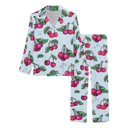 Cherry Pattern Print Design CH01 Women's Long Pajama Set