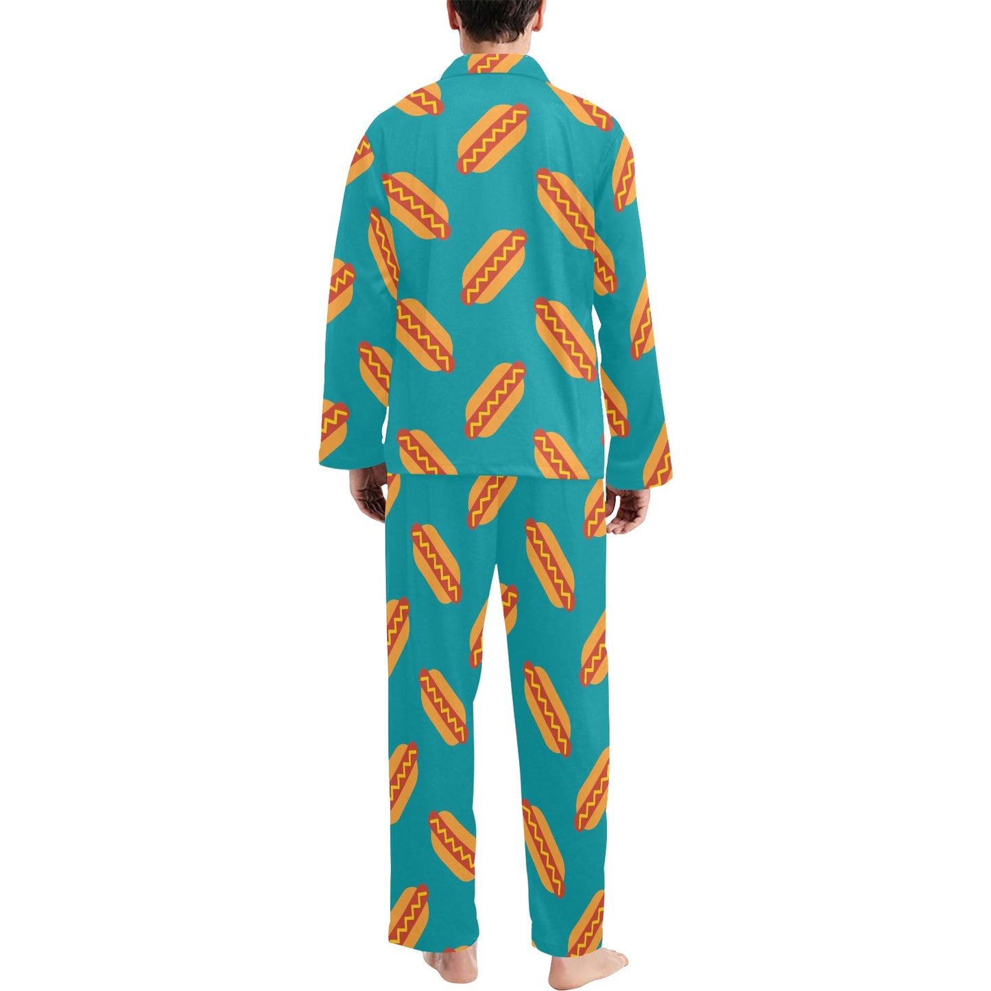 Hot Dog Pattern Print Design 03 Men's Long Pajama Set