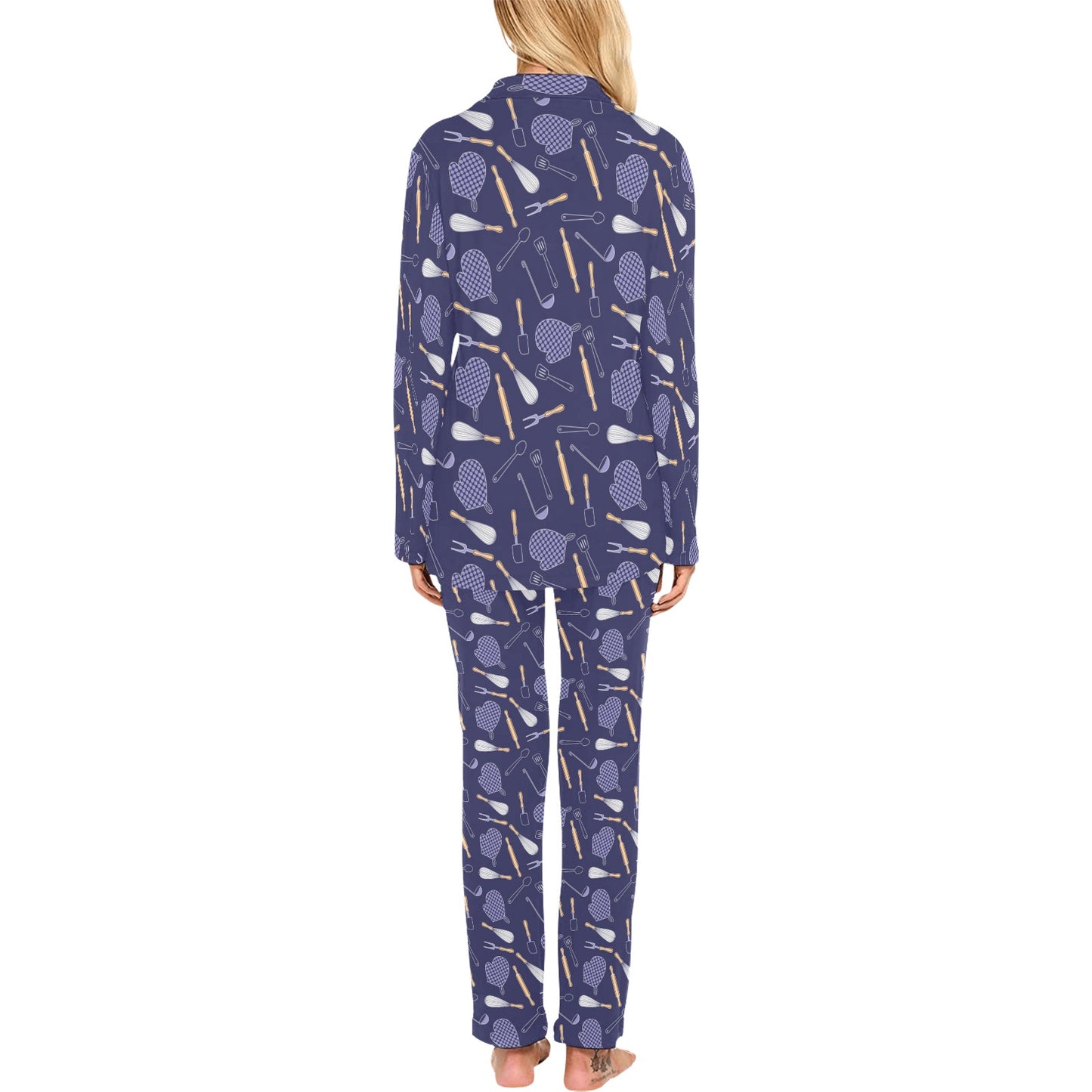 Cooking Kitchen Tools Pattern Print Design 04 Women's Long Pajama Set