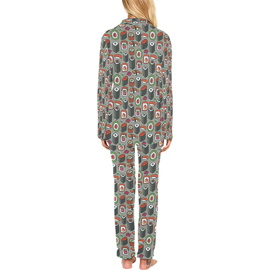 Sushi Print Design LKS301 Women's Long Pajama Set