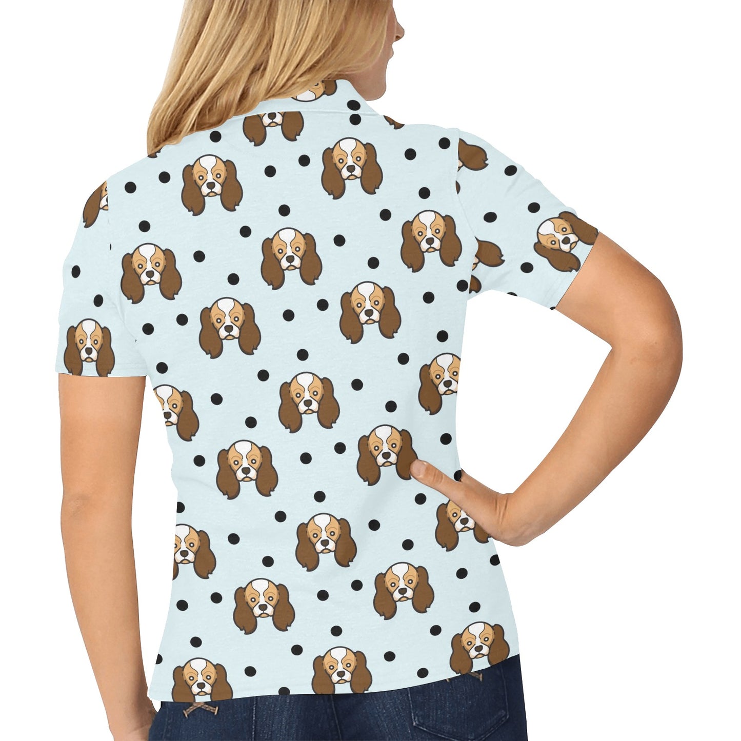 Cavalier King Charles Spaniels Pattern Print Design 02 Women's Polo Shirt