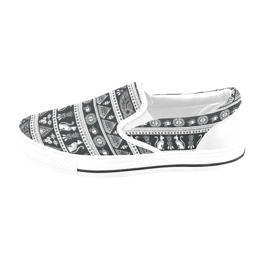 Tribal Pattern Print Design LKS305 White Slip Ons Canvas Women's Shoes