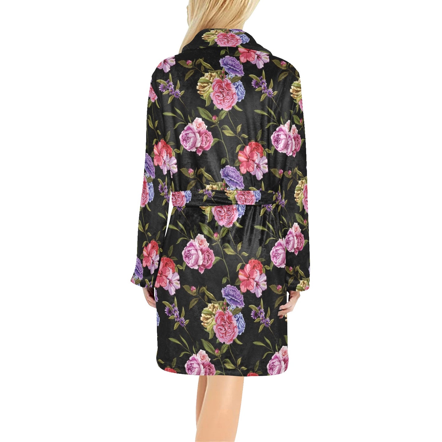 Carnations Pattern Print Design CN05 Women's Fleece Robe