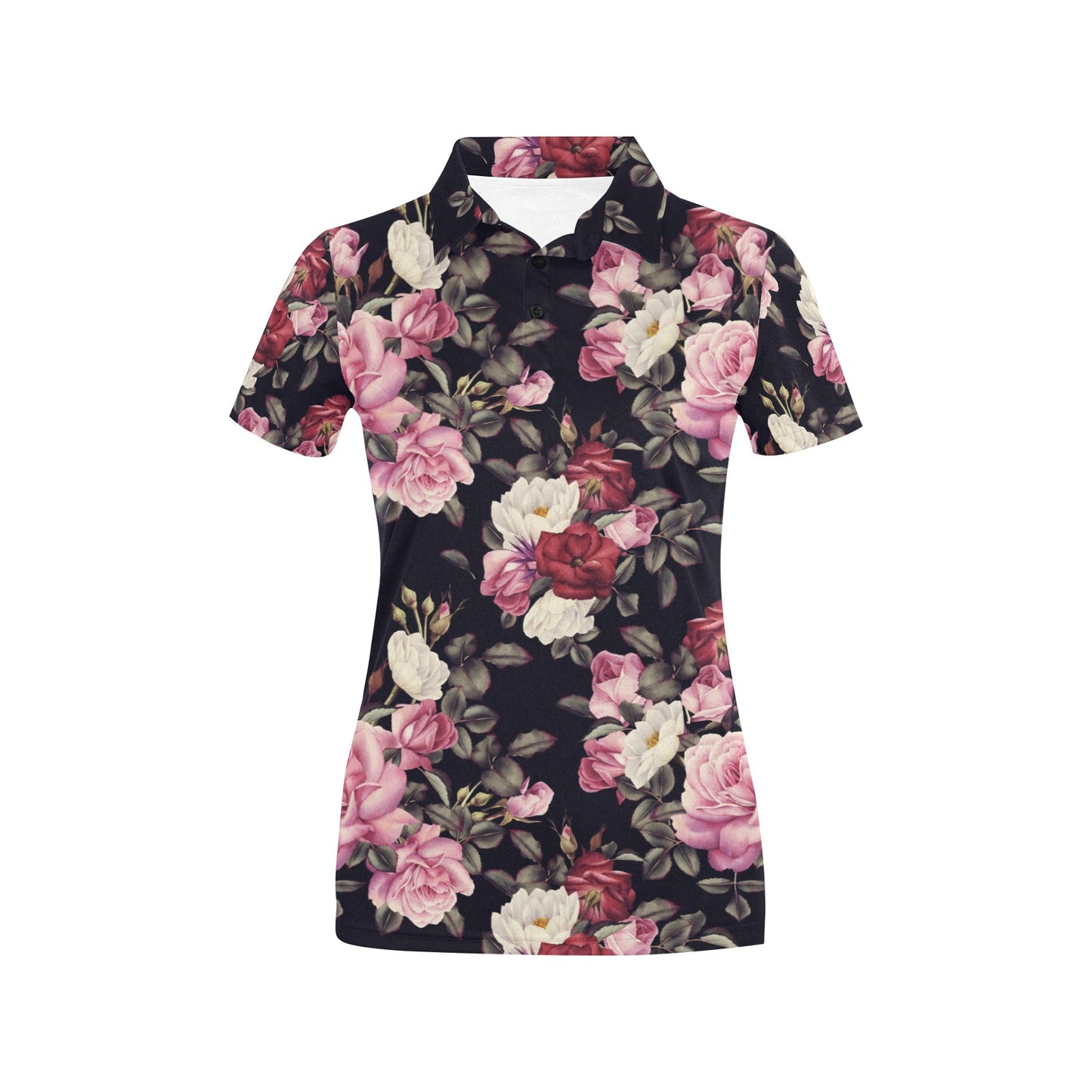 Rose Pattern Women's Polo Shirt