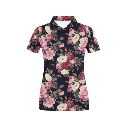 Rose Pattern Women's Polo Shirt
