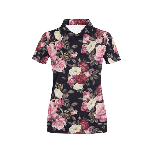 Rose Pattern Women's Polo Shirt