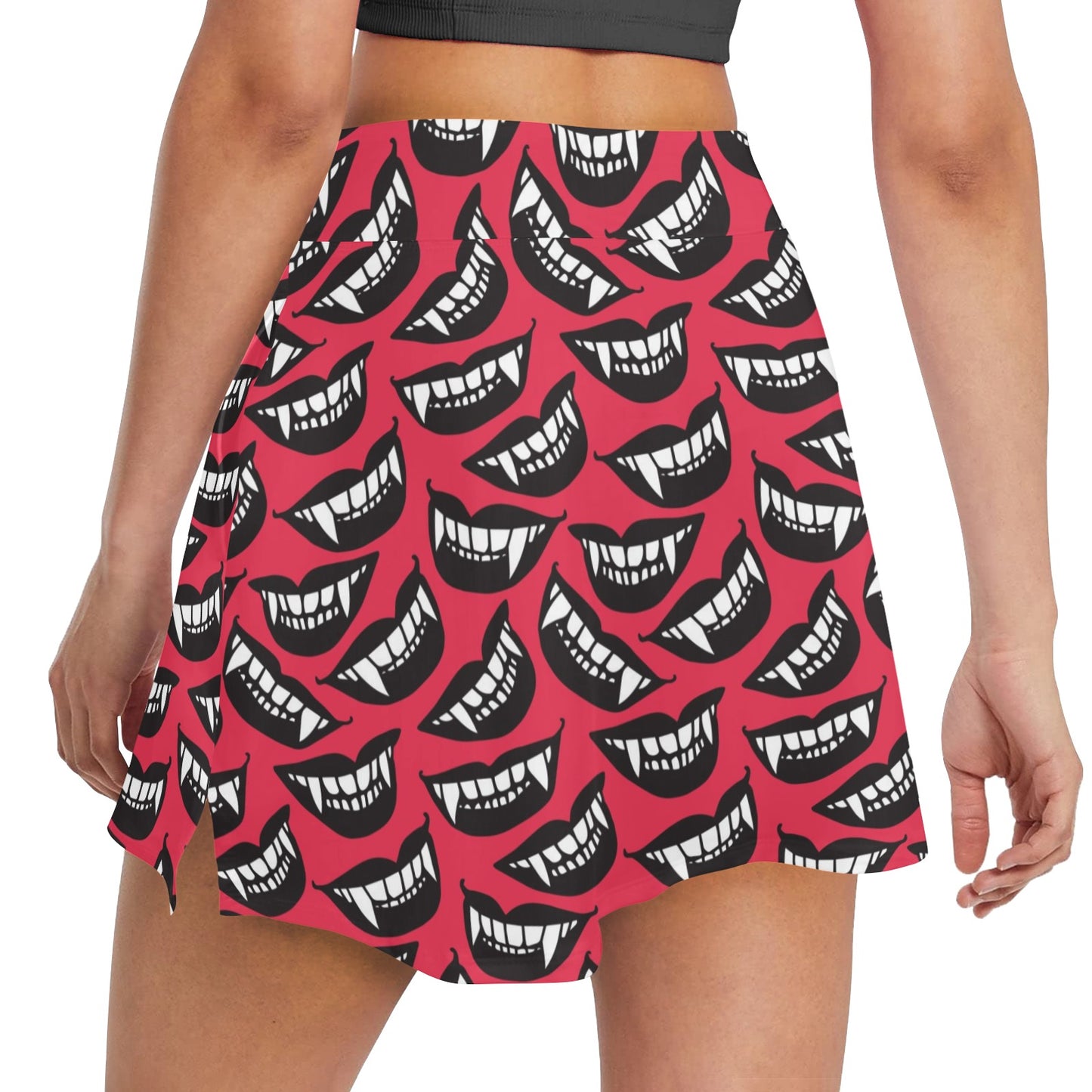 Vampire Lips Print Design LKS305 17" Golf & Pickleball Skort with Pockets