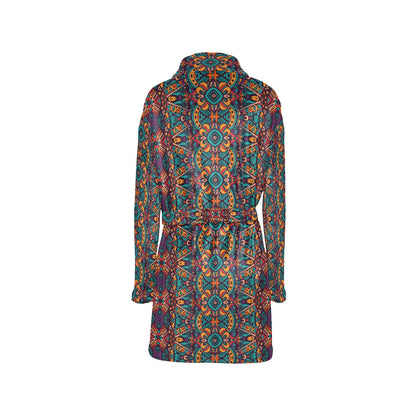 Ethnic Style Print Pattern Women's Fleece Robe