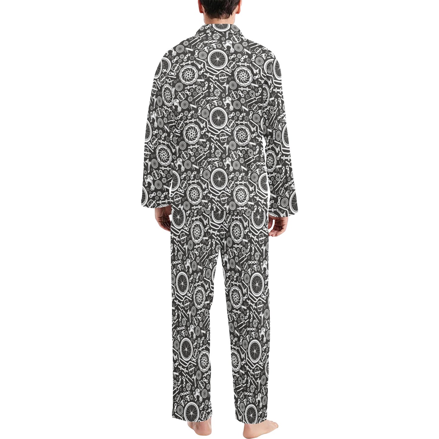 Bicycle Tools Pattern Print Design 02 Men's Long Pajama Set