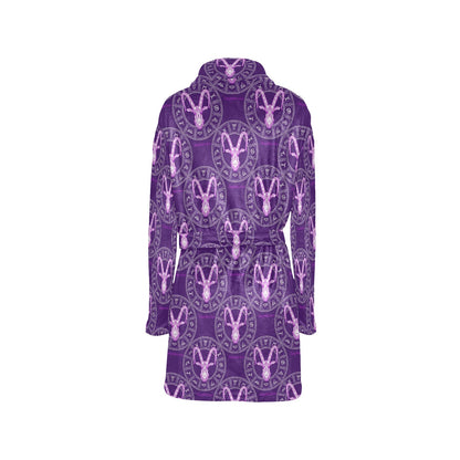 Capricorn Zodiac Pattern Print Design 04 Women's Fleece Robe