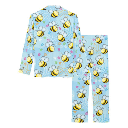 Bee Pattern Print Design BEE03 Women's Long Pajama Set