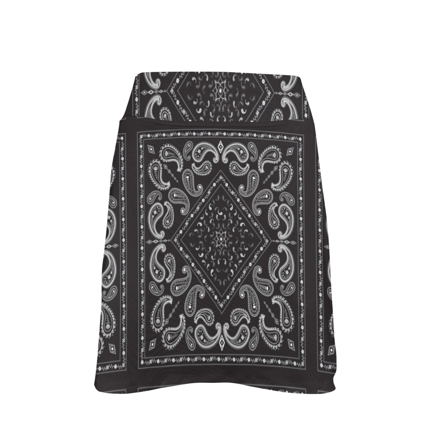 Bandana Black White Print Design LKS302 17" Golf & Pickleball Skort with Pockets