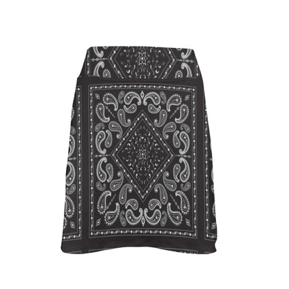Bandana Black White Print Design LKS302 17" Golf & Pickleball Skort with Pockets