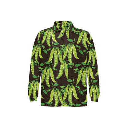 Peas Pattern Print Design A03 Long Sleeve Polo Shirt For Men's