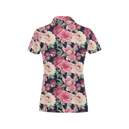 Rose Pattern Print Design RO05 Women's Polo Shirt