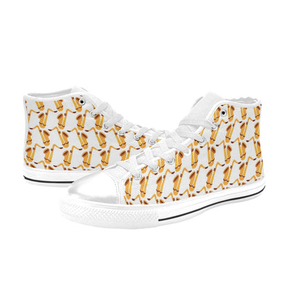 Saxophone Print Design LKS404 Men's High Top Canvas Shoes