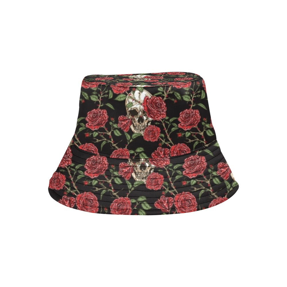 Skull And Roses Print Design LKS303 Unisex Bucket Hat