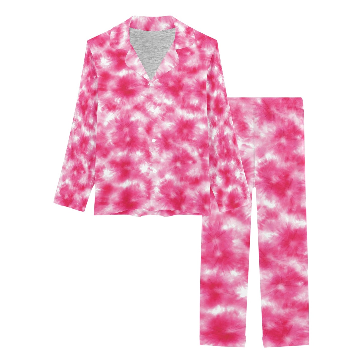 Tie Dye Pink Print Design LKS304 Women's Long Pajama Set