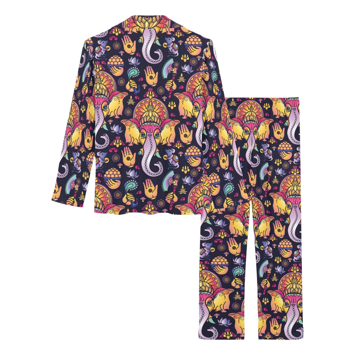 Ganesha Indian Pattern Print Design 03 Women's Long Pajama Set