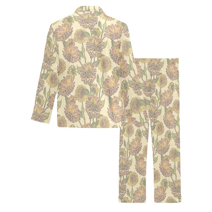Dahlia Pattern Print Design DH09 Men's Long Pajama Set