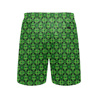 Celtic Green Neon Design Men's Swim Trunks Beach Shorts