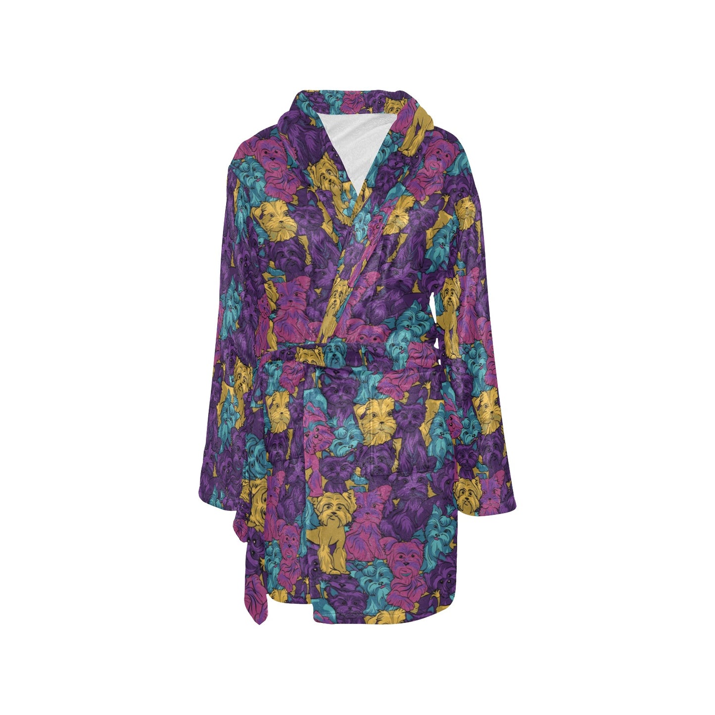 Yorkshire Terriers Print Design LKS3010 Women's Fleece Robe