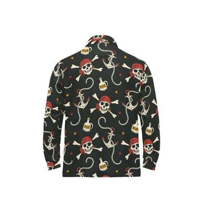 Pirate Pattern Print Design A02 Long Sleeve Polo Shirt For Men's