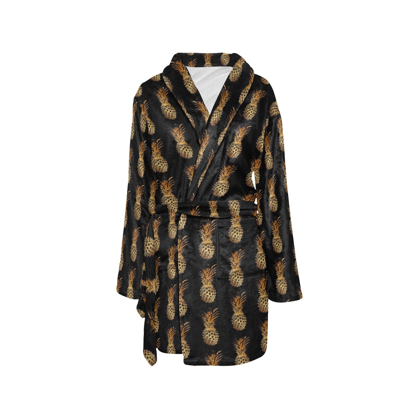 Pineapple Pattern Print Design A02 Women's Fleece Robe