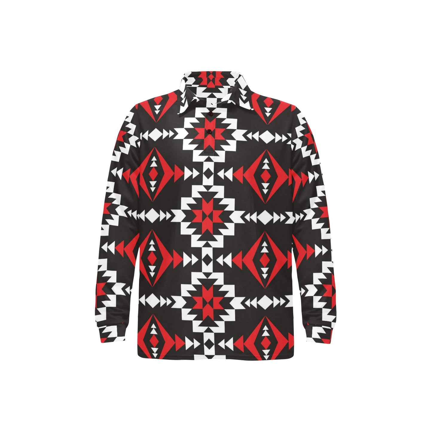 Navajo Pattern Print Design A02 Long Sleeve Polo Shirt For Men's