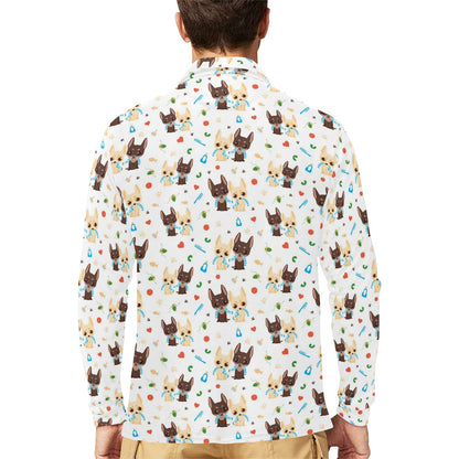 Chihuahua Pattern Print Design 06 Long Sleeve Polo Shirt For Men's