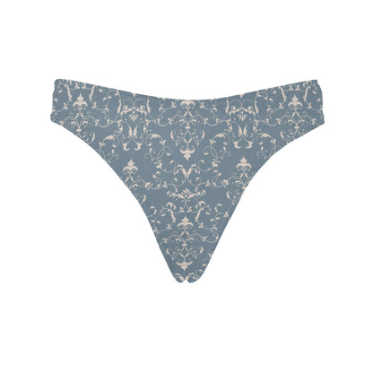 Damask Elegant Teal Print Pattern Women's Thongs