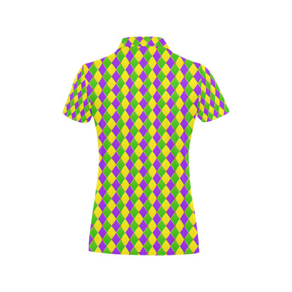Mardi Gras Pattern Print Design 01 Women's Polo Shirt