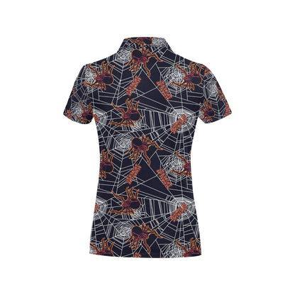 Tarantula Spiderwebs Pattern Print Design 01 Women's Polo Shirt