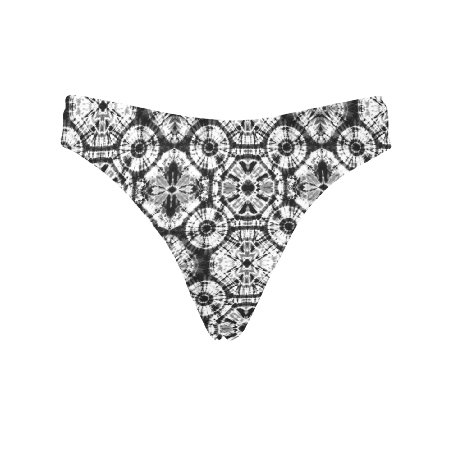 Tie Dye Black White Design Print Women's Thongs