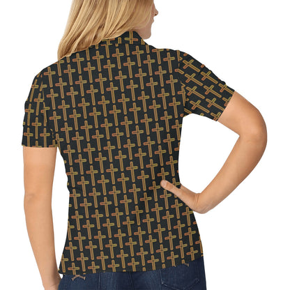 Cross Pattern Print Design 02 Women's Polo Shirt