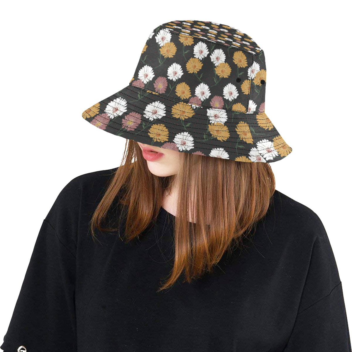 Daisy Pattern Print Design DS04 Unisex Bucket Hat