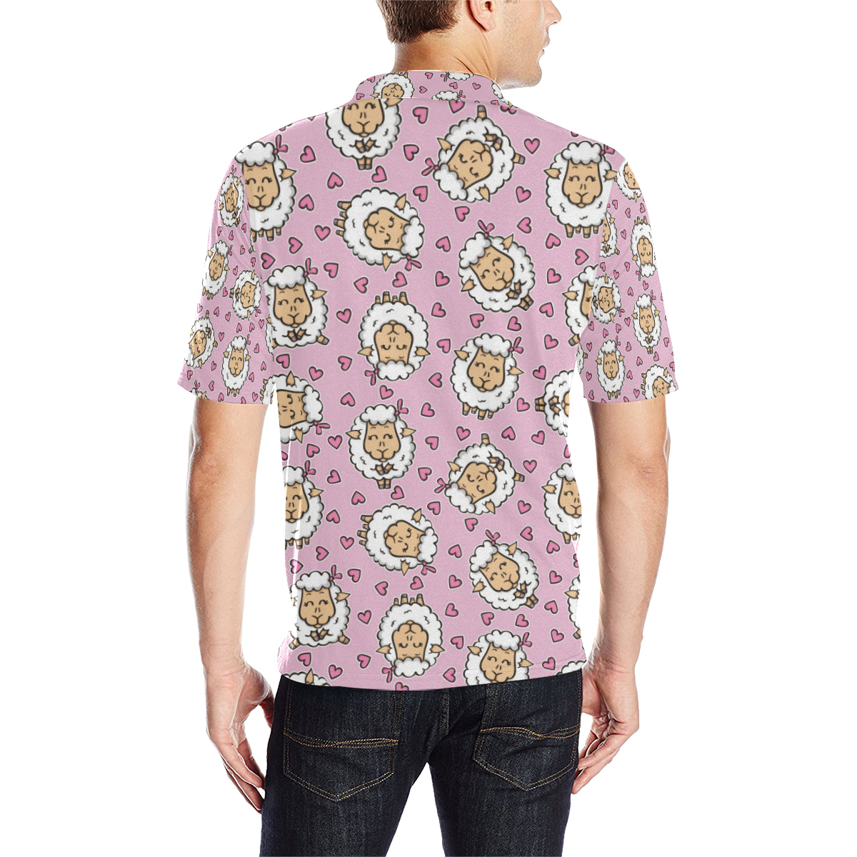 Sheep Cute Pattern Print Design 01 Men Polo Shirt